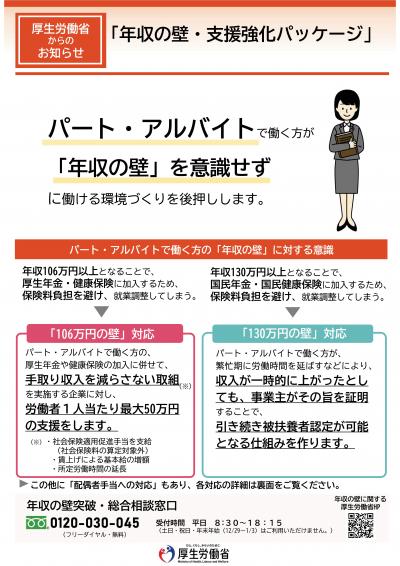 「年収の壁・支援強化パッケージ概要」おもて