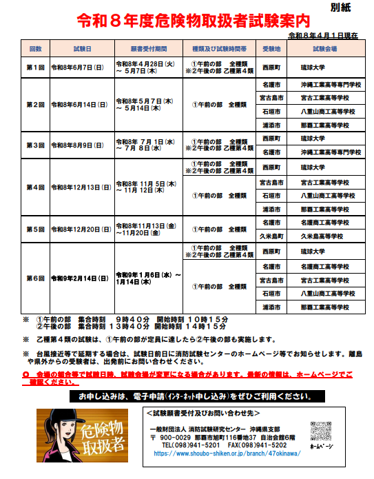 令和8年度危険物取扱者試験案内